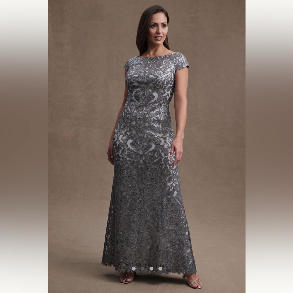 Anthropologie | Tadashi Shoji Odette Off-Shoulder Sequin Mesh Column Gown NWT